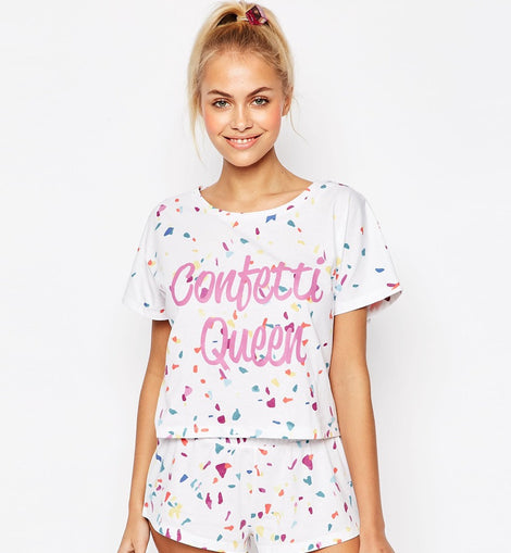 BRIDAL Confetti Queen Tee & Short Pyjama set